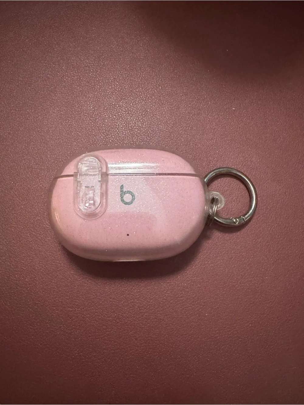 Beats by Dre Pink Glitter Protective Earbud Case with Keyring